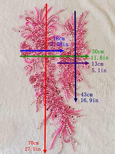 Handmade Rhinestones lace Applique handsewing Beads Sequins Trim Patches for ...