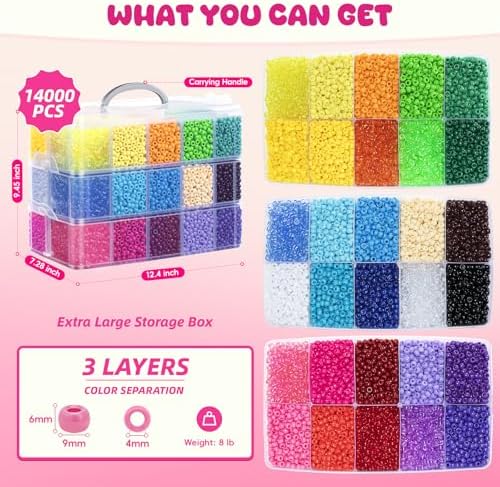 simetufy 14000pcs pony beads bulk, 30 colors 6x9, close-up detail