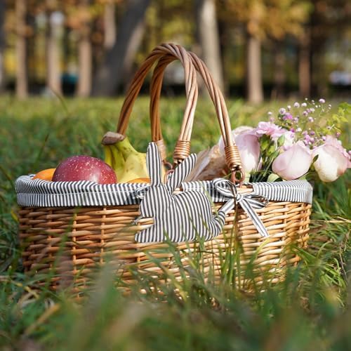 good gain picnic basket with folded handles,wicker empty, package contents