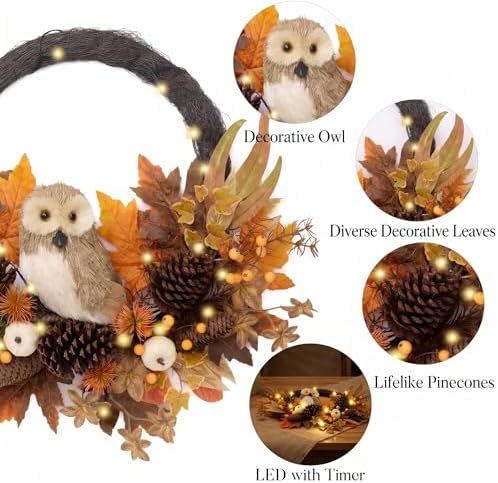 valery madelyn 24'' collapsible fall wreath for front, front angle view
