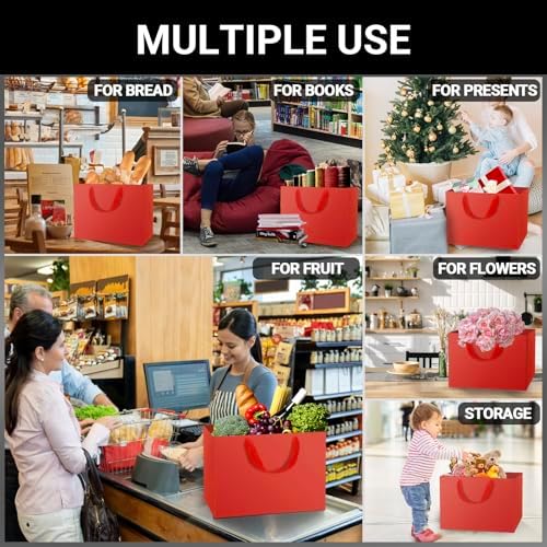 eusoar extra large gift bags, 25pcs 16"x6"x12" red, side view