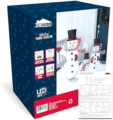 joiedomi 3 pcs 3d christmas collapsible snowman yard, view 9