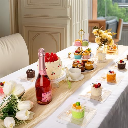 dayammi 200pcs gold dessert plates including 100pcs appetizer, front angle view