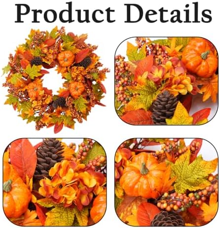 24 inch harvest fall wreath, farmhouse pumpkin pinecone, package contents