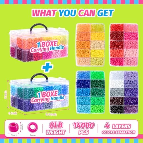 simetufy 14000pcs pony beads bulk, 40 colors for, side view