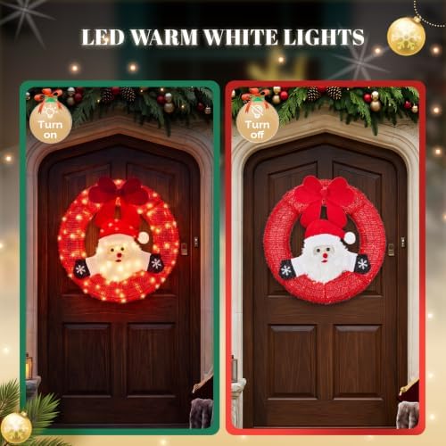 vingli 24 inch lighted christmas wreath with swinging showing dimensions