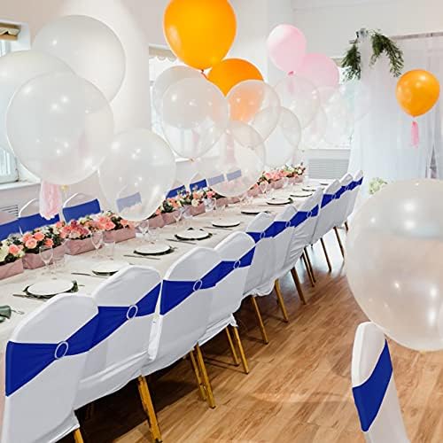 Babenest Spandex Chair Sashes Bows 50PCS Premium Stretch Chair Cover Band with Buckle Slider Universal Elastic Chair Ties for Wedding Party Ceremony Reception Banquet Decoration (Royal Bule)