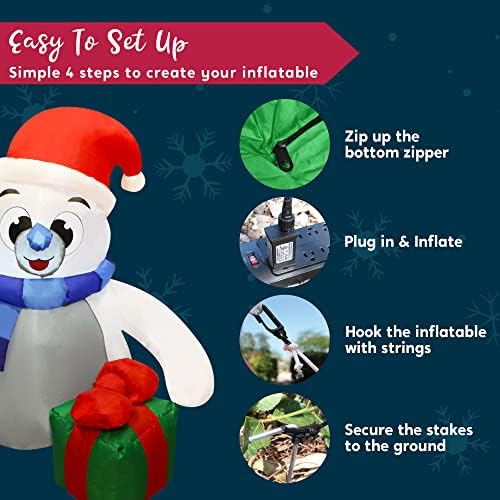 joiedomi 4 ft christmas inflatable polar bear with on a desk or shelf