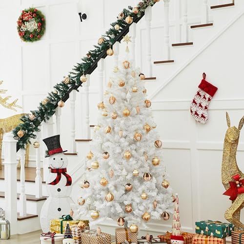 yaheetech 6ft white artificial christmas pine tree seasonal, side view