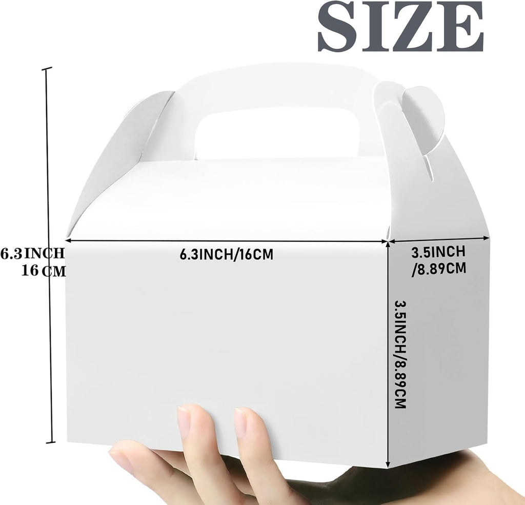 Oletx 12-Pack White Party Favor Treat Boxes, Goodie Gable Paper Gift Boxes with Handles. Perfect for Wedding, Birthday, Graduation, Babyshower.