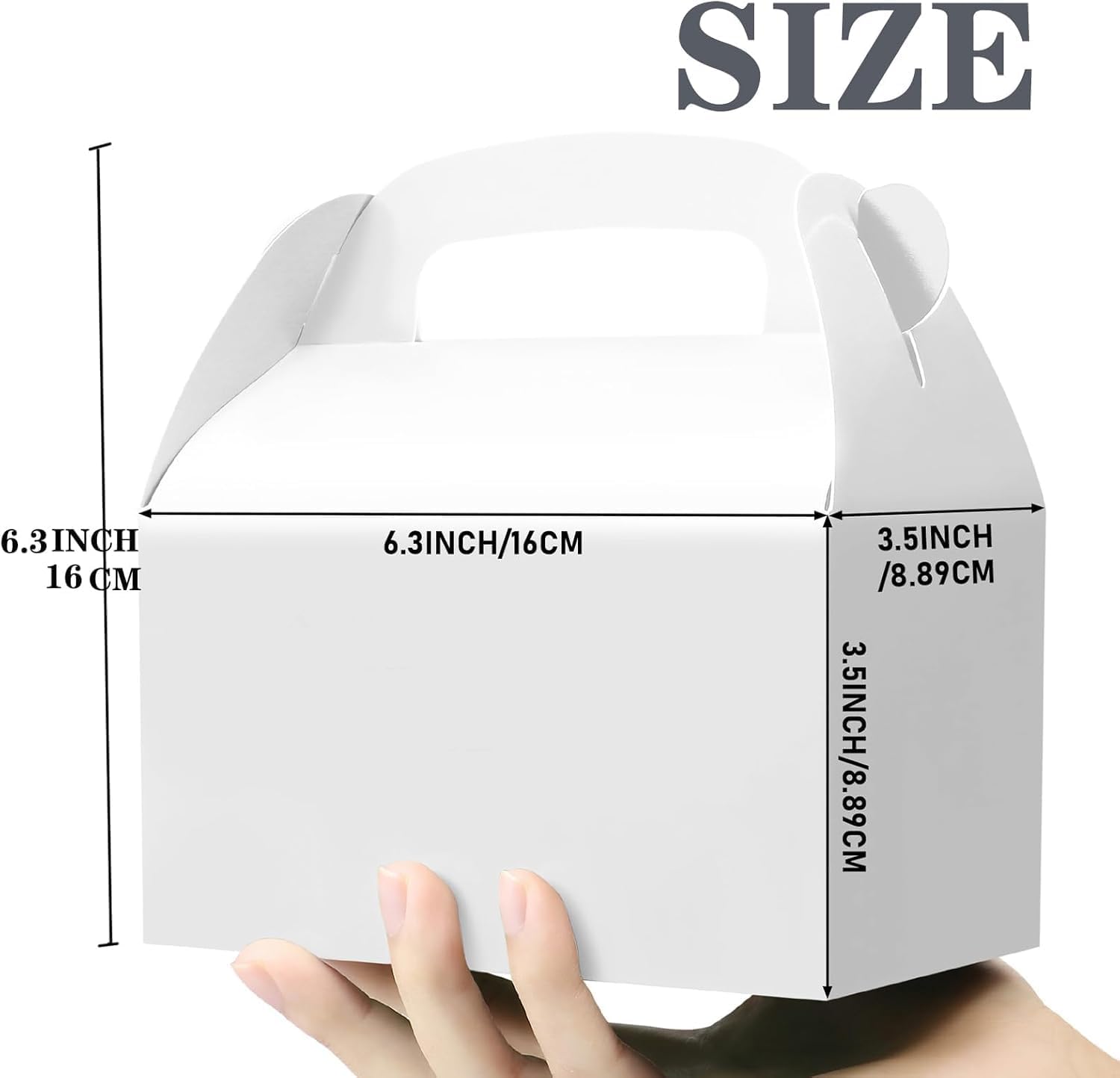 Oletx 12-Pack White Party Favor Treat Boxes, Goodie Gable Paper Gift Boxes with Handles. Perfect for Wedding, Birthday, Graduation, Babyshower.