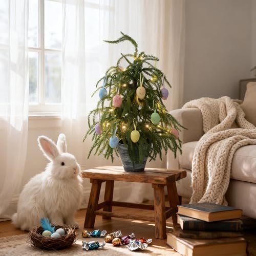 hiptree 2ft pre-lit real touch norfolk mini christmas, view 10