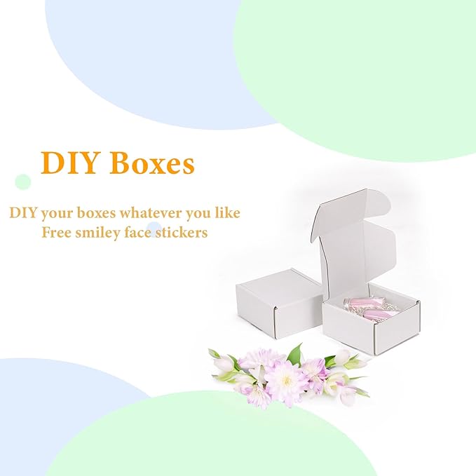 MEBRUDY 4x4x2 Inches Shipping Boxes Pack of 100, Small Corrugated Cardboard Box for Mailing Mailer Packing, White