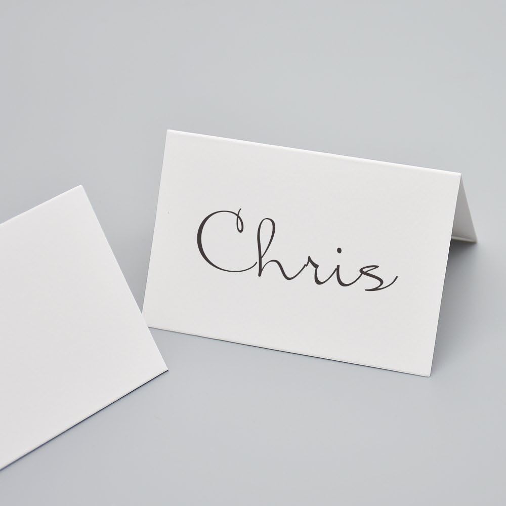 AZAZA 50 Pcs White Blank Place Cards - Textured Table Tent Cards Seating Place Cards for Weddings Banquets Dinner Parties 2.5" x 3.75"
