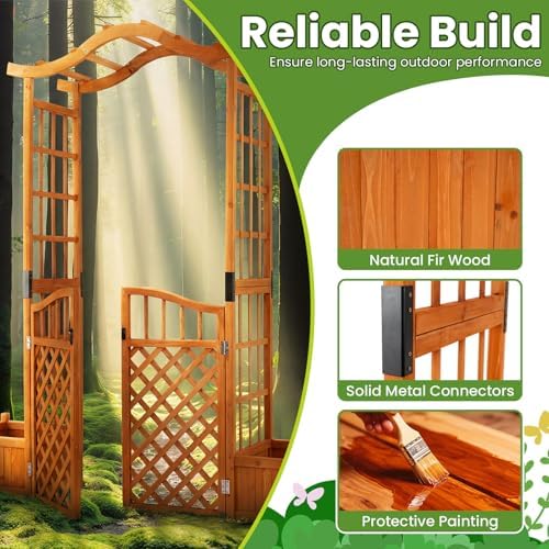 happygrill 83" garden arbor with gate & 2, close-up detail