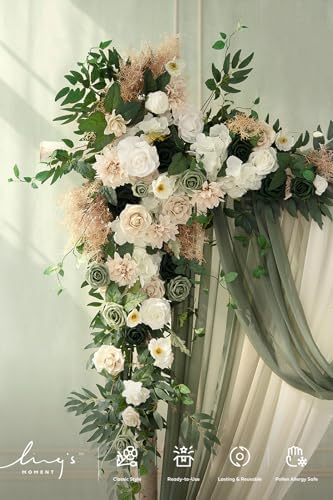 ling's moment wedding arch flowers, arbor decor, 5-piece, close-up detail