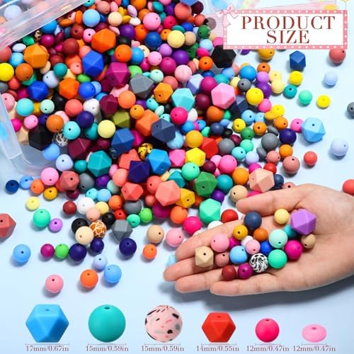 hotop 636 pcs silicone beads for keychain making, side view