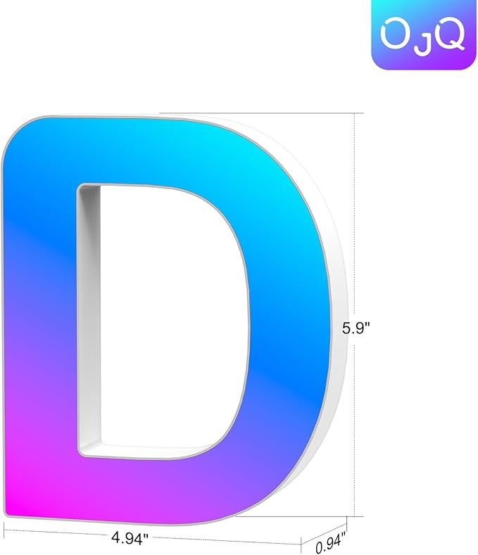 OJQ Light Up Letters LED Letter - Marquee Letters Room Decor Alphabet Letter Music Sync Color Change Colorful - Christmas Birthday Gifts for Girl - Teen Girls Gifts Party Home Wall Decor