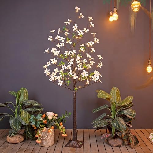 6ft lighted dogwood tree 120 led artificial flowers on a desk or shelf