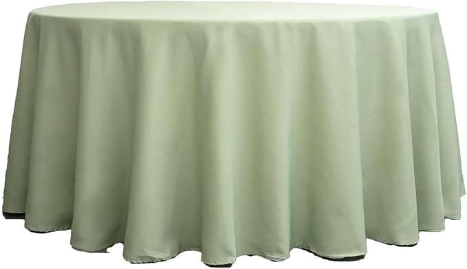 Efavormart Round Tablecloth, 120 Inch Stain & Wrinkle Resistant Washable Table Cloth, Decorative Polyester Fabric Table Cover for Banquet, Wedding, Dining - Sage Green