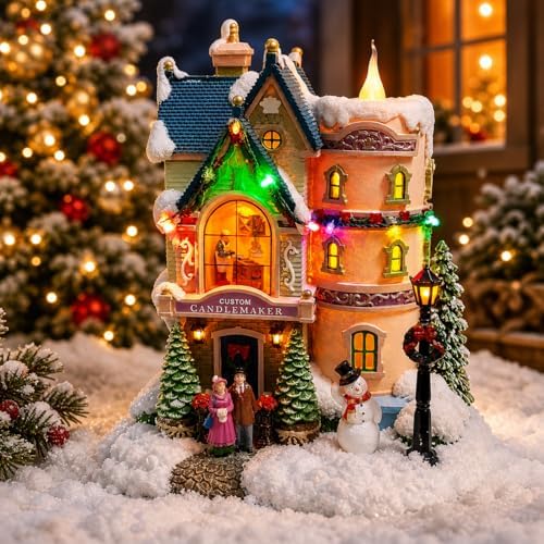moments in time vintage custom candlemaker christmas village shown in use