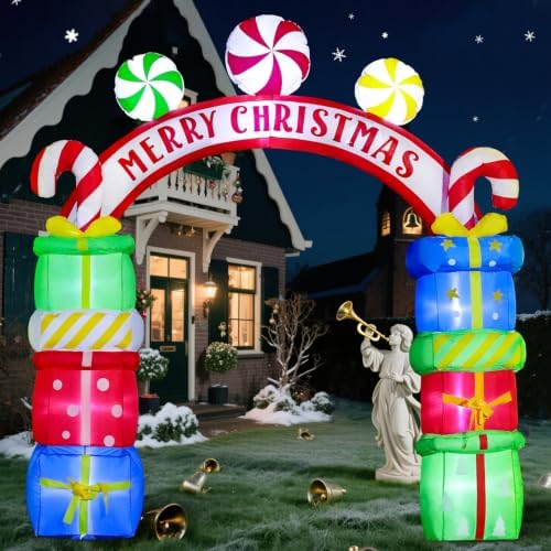 domkom 8ft christmas inflatables arch gift boxes with showing dimensions