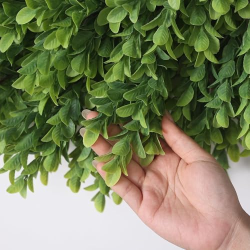 26"artificial boxwood wreath, large fake hanging plant for on a desk or shelf