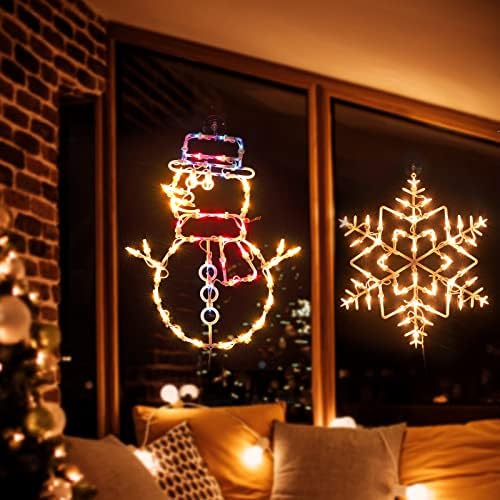 christmas window lights,wreath,candy cane, snowflakes, snow man, view 9