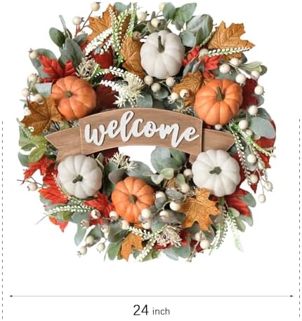 24 inch fall pumpkin maple leaves for front on a desk or shelf