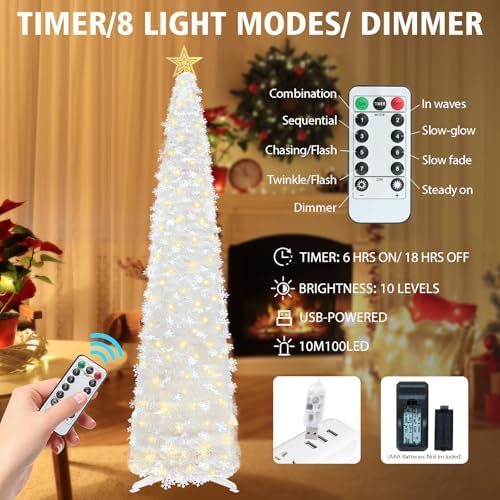 hmasyo 6 ft pop up tinsel christmas tree shown in use