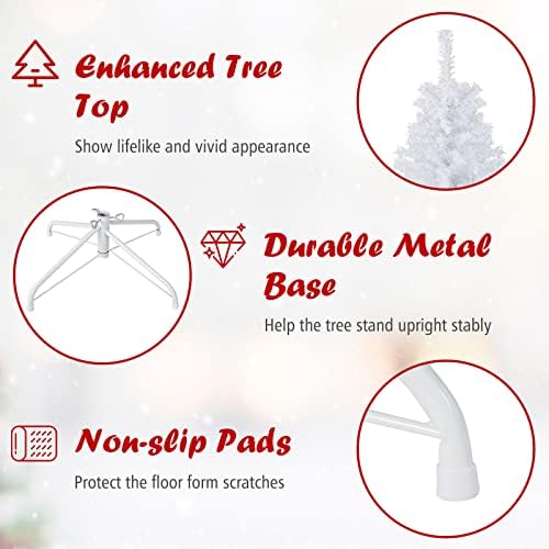 goplus 6ft white artificial christmas tree with 1000, side view