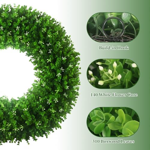 32'' large boxwood wreath, foldable green wreath with showing dimensions