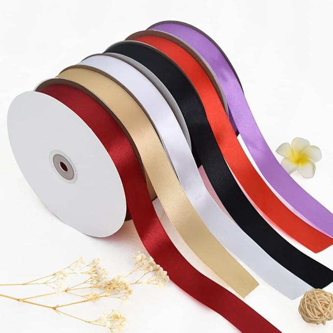 TONIFUL 1 Inch x 100yds Red Satin Ribbon, Thin Solid Color Satin Ribbon for Gift Wrapping, Crafts, Hair Bows Making, Wedding Party Decoration, Sewing, Invitation Cards, Floral Bouquets, Christmas