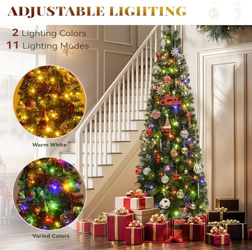yitahome 6ft prelit green fraser fir pencil christmas, close-up detail