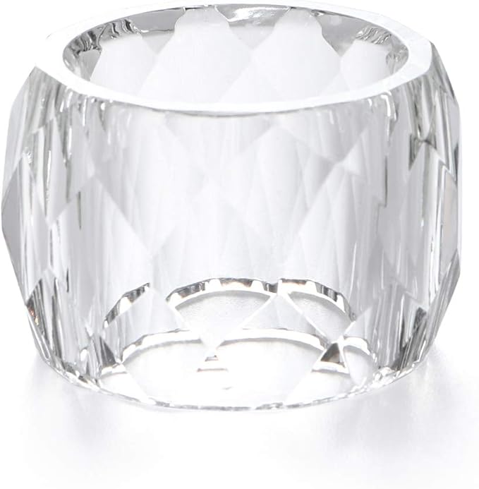 MDLUU 4 Pcs Crystal Napkin Rings, 2.3" Diameter Serviette Buckles, Clear Napkin Holder Rings for Christmas, Thanksgiving, Wedding (Diamond Shaped)