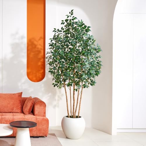 verinatural 8ft artificial ficus tree with white plante&real, package contents