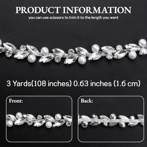 novani pearls silver rhinestones trim chain 3 yards（t214,3y） shown in use