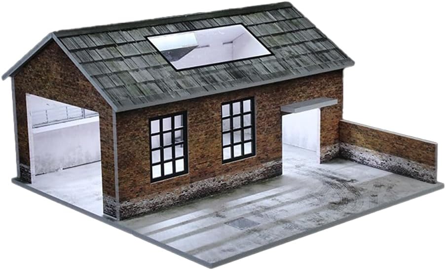 1/64 diorama old factory garage model, led lighting, main product view