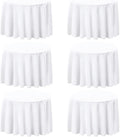 6 Pack White 60 Inch Round Tablecloths. Stain and Winkle Resistant Polyester Washable White Table Cloths for Parties Wedding Dining