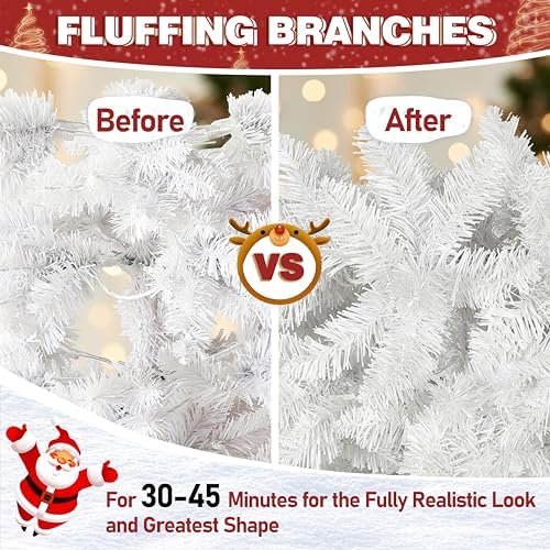 mupater 6ft pencil christmas tree, pre-lit artificial christmas, side view