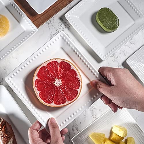 embossed ceramic appetizer & dessert plates - set, close-up detail