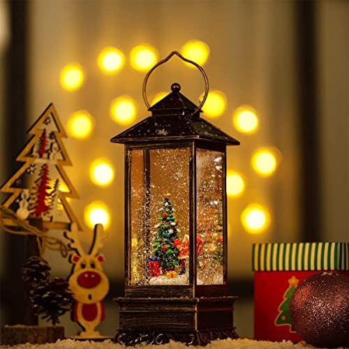 Christmas Decorations Christmas Snow Globe Lantern, Glittering Water Lantern with Music USB and Battery Operated Singing Snow Globe Xmas Festival Decoration Gifts (Christmas Tree)