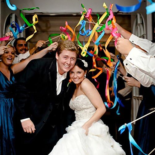 30pcs Lace Ribbon Stick Wands Christmas Birthday Party Streamers Wands Fairy Stick for Wedding Activities (Royal Blue+Lace)