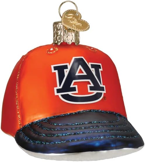 Old World Christmas Auburn Baseball Cap Glass Blown Ornament for Christmas Tree