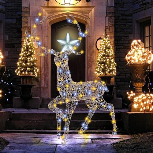 goplus 4.6 ft pre-lit christmas 3d reindeer, 170 on a desk or shelf
