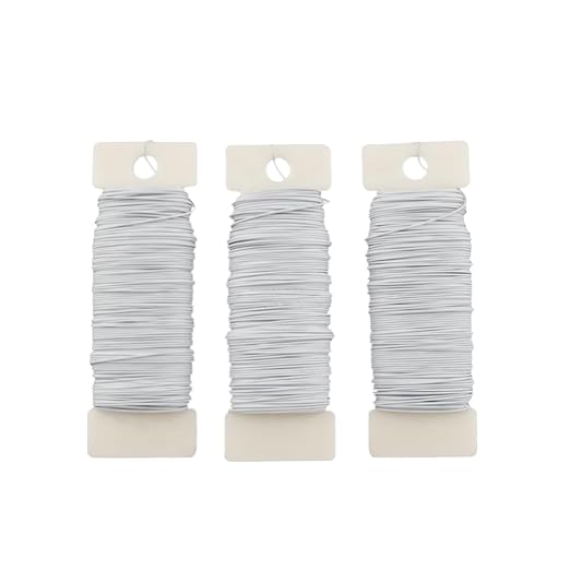 HAHIYO 22Gauge White 3Roll Total 115Yards(345Feet) Metal Floral Wire Flexible Paddle Wire for Crafts Christmas Wreaths Tree Flower Arrangement Bouquet Wrapping Wedding DIY