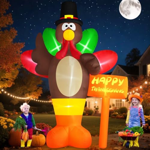 danxilu thanksgiving inflatables 10 ft giant turkey outdoor, front angle view