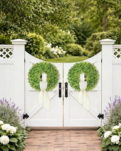 ddhs 20" boxwood wreaths front door, artificial spring, package contents