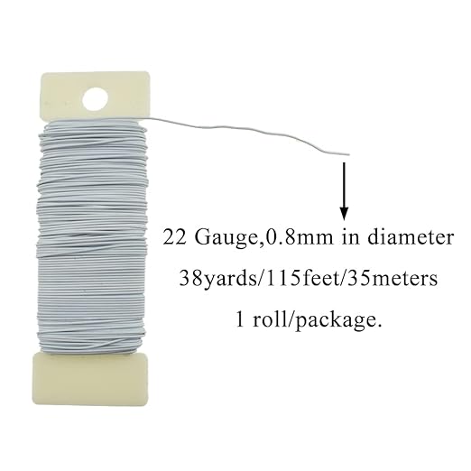 HAHIYO 22Gauge White 1Roll Total 38Yards(115Feet) Metal Floral Wire Flexible Paddle Wire Florist Wire Garden Wire for Crafts Christmas Wreaths Tree Flower Arrangement Bouquet Wrapping Wedding DIY