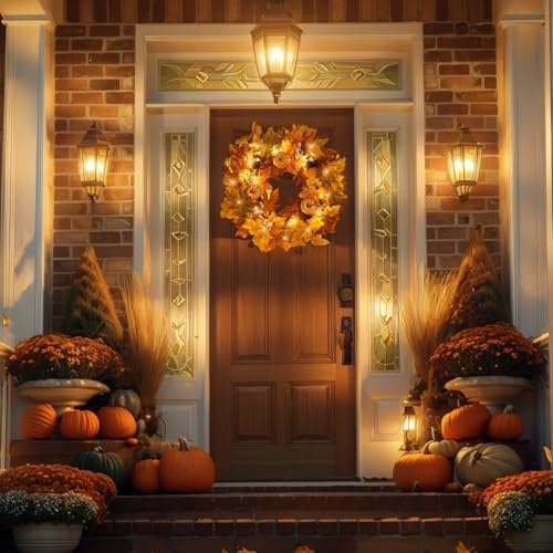 fall wreaths for front door outside autumn wreath, side view